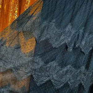 Soft‎ Surroundings Frederica Lace Maxi Skirt Dark Teal Blue Large NWT thumbnail 6