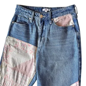 Women’s Nordstrom BP quilt high rise patchwork straight leg jeans size 25 thumbnail 3