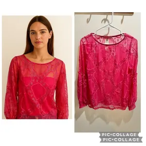 Anthropologie Eva Franco NWT Women Small Pink Sheer Blouse Coquette Chic thumbnail 2