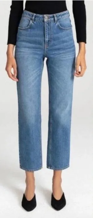 ALC A.L.C. Malone Jeans Pant Cropped High Waist Denim Medium Wash Blue Size 10‎ thumbnail 1