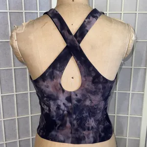 Lululemon Athletic Gym Key Balance Tank Diamond Dye Grey Pink Bra Crop Top Sz 8 thumbnail 2