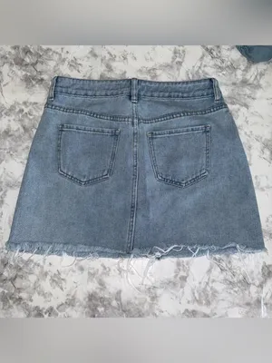 Pacsun Light Blue Denim Mini Skirt - Casual Frayed Hem thumbnail 4