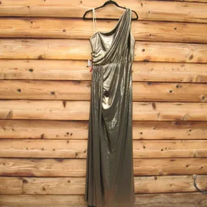 Mac Duggal 26537 Womens Draped One Shoulder Grecian Metallic Gown Dress thumbnail 13