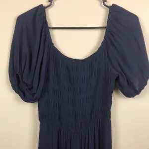 NWT Blue Rain Women’s Smocked Bodice Puff Sleeve Navy Blue Dress thumbnail 4