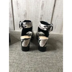 Alfani Womens Shoes Size 6 M Step Flex Black White Snake Print Open Toe Heels thumbnail 3