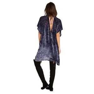Free People DRESS Room of Shadows Velvet Burnout Shift Dress Womens XS Blue thumbnail 7