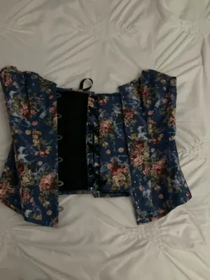 Beautiful Blue & Pink Floral corset L thumbnail 3