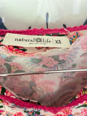 Natural Life Lyla Smocked Mini Dress Pink Palms XS thumbnail 3