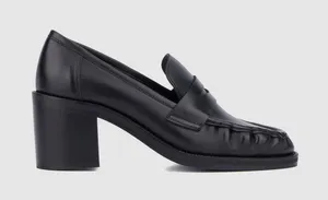 Aquatalia Josette Black Nappa Leather Heeled Loafers Moccasins Size 11 thumbnail 1