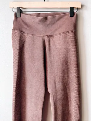 Offline by Aerie High Rise Ribbed Panel Leggings Brown S/P Athleisure thumbnail 5
