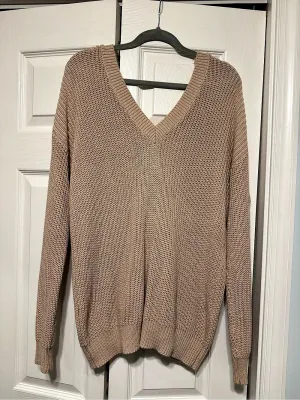 Forever 21 Lace-Up V-Neck Acrylic Sweater in Brown Size Medium thumbnail 1