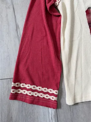 NWT POL Varsity Waffle Knit Raspberry # Thermal Plaid Patchwork size medium thumbnail 9