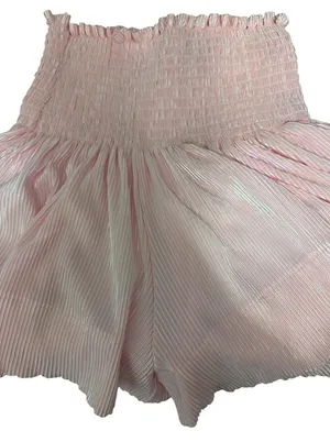 Queen of Sparkles Pink Iridescent Smocked Pleated Skort XS Womens Metallic thumbnail 1