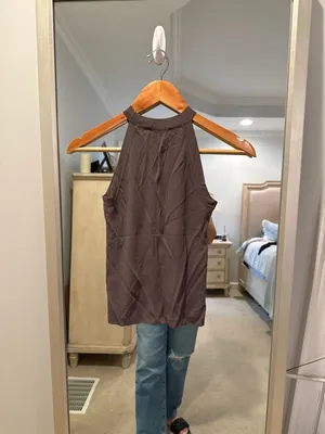 Zara Ribbed Halter Neck Tank Top Brown Size S thumbnail 5