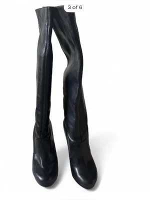 BCBGeneration BG-DISHY" Knee-high Black Leather Stiletto Boots Size 6M thumbnail 3