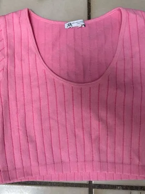 Brand New Zara SEAMLESS TOP Pink Size Large thumbnail 3