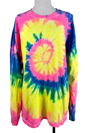 Vintage Tie Dye Daytona Beach Florida T-Shirt Large Long Sleeve Cotton 90s Retro thumbnail 1