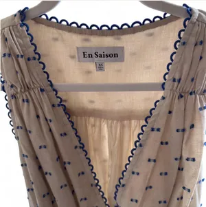 Anthropologie En Saison Cream Ruffle Polka Dot Mini Dress thumbnail 7