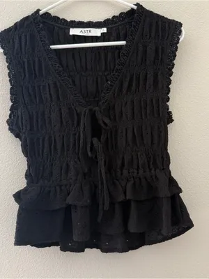 NWOT ASTR Tie Front Tank Black thumbnail 3
