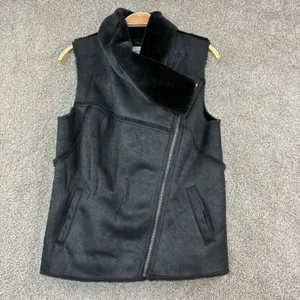 Cupcakes and Cashmere Faux Shearling Vest Size M Black Moto Aviator Quiet Luxury thumbnail 2