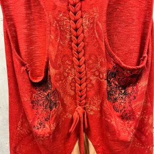 Only Sky Vintage Y2K Red Grunge Cross Graohic Braid Detail Tank Top Large L 00s thumbnail 6