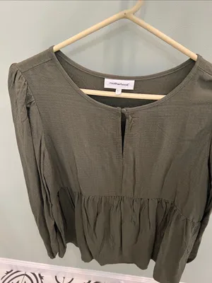 Motherhood Maternity Olive Green Peasant Tunic Top thumbnail 2