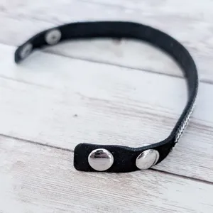 Black & Silver Tone Studded Bracelet with Chains Design Emo Goth Skater thumbnail 8