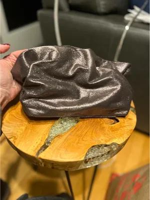 Anthropologie Brown shiny Clutch Bag, Hinge closure thumbnail 2