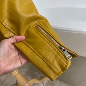 Elizabeth and James Moto Jacket Mustard Yellow Faux Leather Biker‎ Size Small thumbnail 8