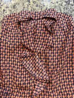 GAP Coral and Navy Strapless Printed Ruffle Dress thumbnail 3