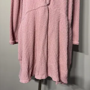 Free People Beach‎ Babydoll Tunic Top Small Pink Ribbed Oversized Flowy Boho S thumbnail 6