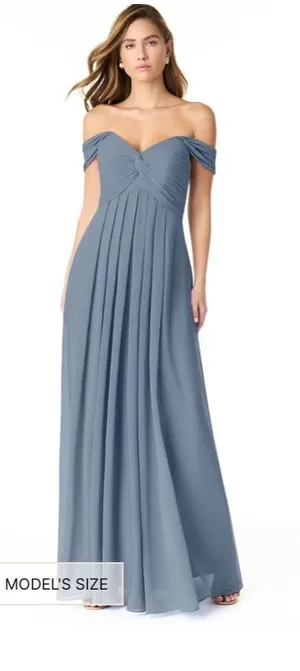 New Azazie Kaitlynn Twilight Blue Empire Ruched Chiffon Convertible‎ Dress 14 thumbnail 1