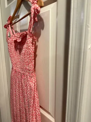 Baltic Born Red & White Floral Tie-Shoulder Smocked Midi Sundress thumbnail 5