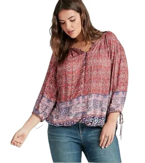 Lucky Brand Long Sleeve Peasant Top size Medium thumbnail 2