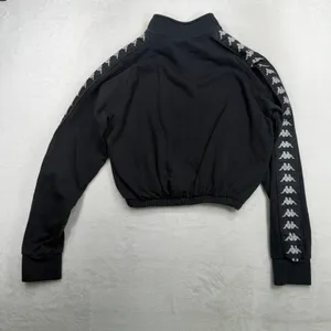 Kappa L Cropped Banda Puria Sweatshirt Black 1/4 Zip Logo Tape Sleeve Sporty thumbnail 10