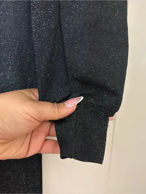 Savage X Fenty Sleep & Shine Hooded Jumpsuit Black Glitter Sz S Zip Front Lounge thumbnail 8