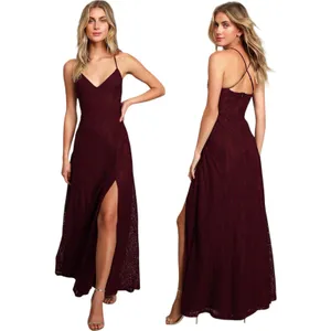 Lulus Destinee Burgundy Lace Sleeveless Maxi Dress size Medium NWT thumbnail 2