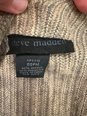 Steve Madden Open Front Ribbed Knit Poncho Beige One Size - C19-108 thumbnail 2