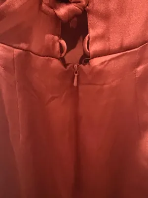 Rust Satin Maxi Dress with Draped Bodice - Women thumbnail 6