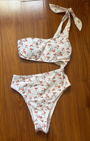 Abercrombie & Fitch Cherry Fruit One Piece Cutout One Shoulder Swim Suit thumbnail 1