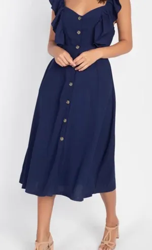 Story on button ruffles long dress Blue Size M thumbnail 1