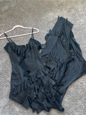 Elliatt Black Kyla Satin Ruffled Asymmetric Maxi Dress thumbnail 3