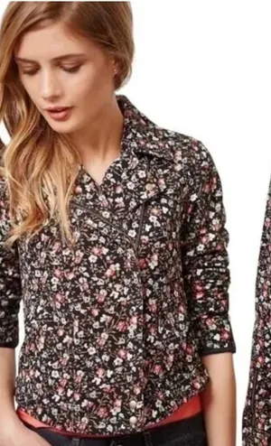 Anthropologie Hei Hei Tinsley Floral Moto Jacket Zip Cropped Fitted Womens Sz 6 thumbnail 1
