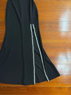 Lulu’s Absolutely Sensational Black Rhinestone One-Shoulder Maxi Dress Sz S 💚🍄 thumbnail 10
