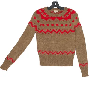 Cremieux Sweater Alpaca Fair Isle Nordic Cottage Preppy Cabin Cozy Brown Red XS thumbnail 6