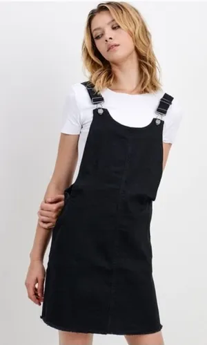 🖤✨ C’EST TOI‎ Black Denim Overall Dress Size M NWT ✨🖤 thumbnail 1