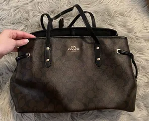Beautiful authentic brown and black coach satchel! thumbnail 1