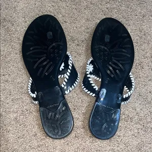 Jack‎ Rogers Bahamas Navajo Jack’s Jelly Sandals Whipstitch Black White 9 thumbnail 5