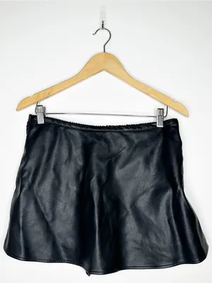 We The Free Free People Paradise Found Faux Leather Skort Black Size Large thumbnail 3
