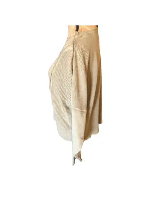 altar’d state Women’s Distressed Waffle Knit Top, Large, Tan/Olive thumbnail 3